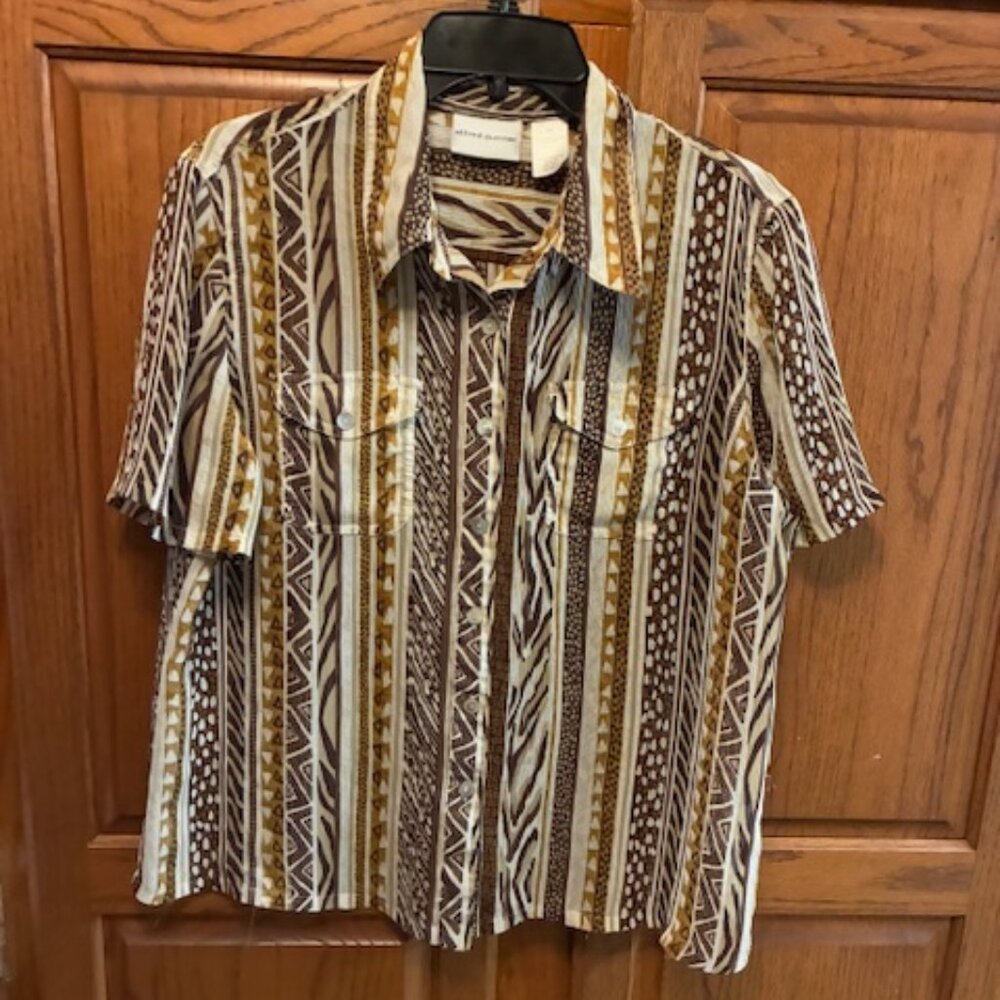 Alfred Dunner Women's African print short sleeve shirt size 14